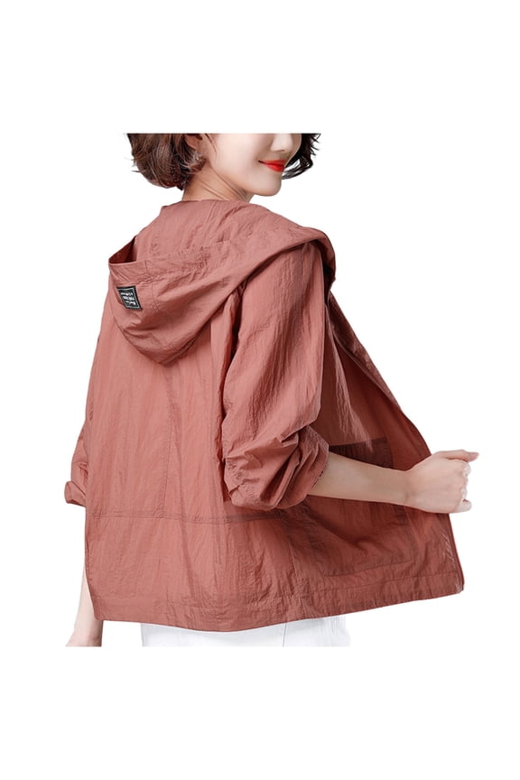 Womens Hooded Sunjacket Lightweight with Pocket Long Sleeve Summer UV Protection Cardigan Shirt