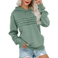 thumbnail image 1 of HAiming Womens Hoodies Casual Long Sleeve Front Pleated Solid Color Hooded Sweatshirts Pullover Tops, 1 of 5