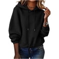 thumbnail image 1 of HAiming Womens Hoodies Long Sleeve Drawstring Solid Color Casual Trendy Sweatshirts Fall Winter Going out Blouses, 1 of 6