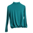 thumbnail image 1 of HAiming Womens Inner Tops Ruffle Long Sleeve Crew Neck Solid Color Casual Solid Color Pullover Blouse, 1 of 5