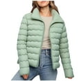 thumbnail image 1 of HAiming Womens Jacket Stand Collar Lightweight Oversize Quilted Long Sleeve Zip Padded Warm Outerwear Coats, 1 of 9