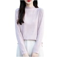 thumbnail image 1 of HAiming Womens Knit Base Layer Tops Casual Long Sleeve Crew Neck Pullover Blouse Solid Color Loose Clothes, 1 of 5