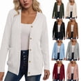 thumbnail image 1 of HAiming Womens Knit Cardigan Long Sleeve Button down V Neck Solid Color Lightweight Sweaters with Pockets, 1 of 5
