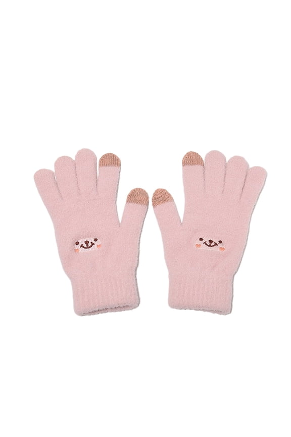 Womens Knit Gloves Cute Print Touchscreen Soft Comfy Elastic Cuff Winter Warm Texting Mitten