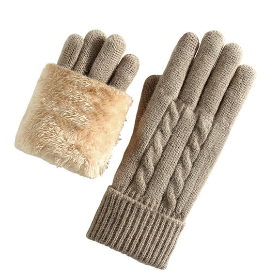 HAiming Womens Knit Gloves Warm Winter Fleece Lining Thermal Cable Thick Comfy Cold Freezing Weather