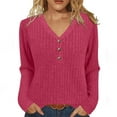thumbnail image 1 of HAiming Womens Knit Sweater V Neck Long Sleeve Button Tunic Pullover Tops Casual Solid Color Blouse, 1 of 8