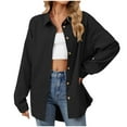 thumbnail image 1 of HAiming Womens Knitted Shirts 2025 Trendy Button down Shacket Jackets Casual Loose Long Sleeve Solid Color Blouses, 1 of 8
