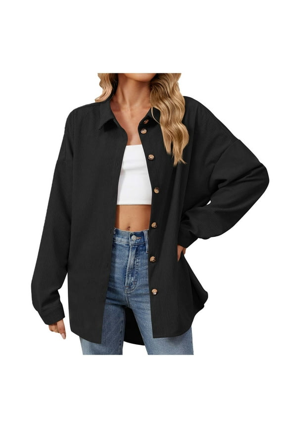 Womens Knitted Shirts 2025 Trendy Button down Shacket Jackets Casual Loose Long Sleeve Solid Color Blouses