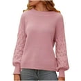 thumbnail image 1 of HAiming Womens Knitted Sweater Csaual Long Sleeve Crewneck Pullover Tops Solid Color Fall Winter Tendy Clothes, 1 of 8