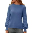 thumbnail image 1 of HAiming Womens Knitted Sweater Csaual Long Sleeve Crewneck Pullover Tops Solid Color Fall Winter Tendy Clothes, 1 of 7