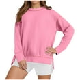 thumbnail image 1 of HAiming Womens Long Sleeve Oversize Sweatshirt Casual Crewneck Pullover Color Block Side Split Tops, 1 of 9