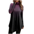 thumbnail image 1 of HAiming Womens Long Sleeve Turtleneck Tunic Tops 2025 Trendy Gradient Color Loose Irregular Hem Casual Shirts Blouse, 1 of 1