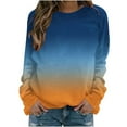 thumbnail image 1 of HAiming Womens Long Sleeved Tops Trendy Gradient Color Round Neck Shirts Fall Winter Plus Size Casual Pullover Blouse, 1 of 4
