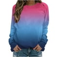 thumbnail image 1 of HAiming Womens Long Sleeved Tops Trendy Gradient Color Round Neck Shirts Fall Winter Plus Size Casual Pullover Blouse, 1 of 4