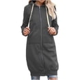 thumbnail image 1 of HAiming Womens Long Zipper Hoodies Coat Winter Drawstring Long Sleeve Warm Jacket Plus Size Casual Outwear with Pocket, 1 of 7