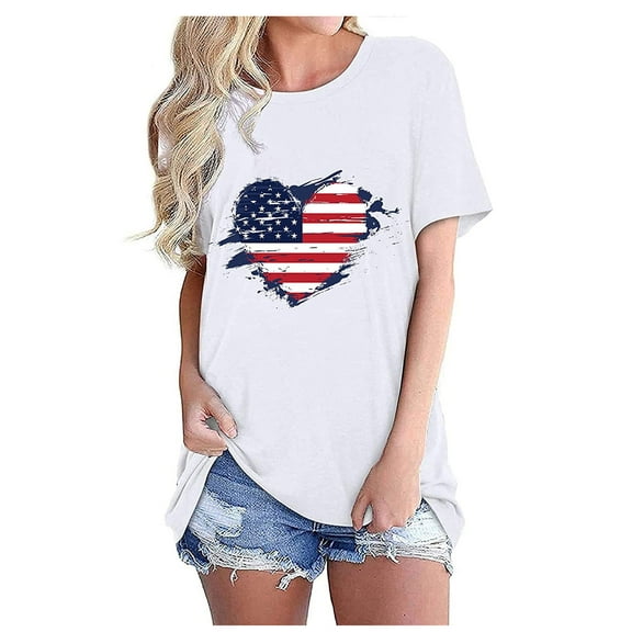 HAiming Womens Loose Tshirts Short Sleeve Round Neck Summer Tops Trendy Printed Casual Workout Yoga Tunic Blouse