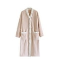 thumbnail image 1 of HAiming Womens Long Robe Soft Bathrobe Button up Housecoat Fleece Spa Bath Robe Nightwear Pockets Warm Loungewear, 1 of 3
