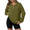 thumbnail image 1 of HAiming Womens Oversize Half Zip Sweatshrits Casual Long Sleeve Pullover Tops Fall Basic Fashion Blouse, 1 of 7