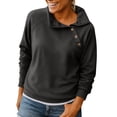 thumbnail image 1 of HAiming Womens Oversize Lapel Sweatshirts Side Button Collar Trendy Sweatshirt Casual Solid Color Loose Shirts, 1 of 6