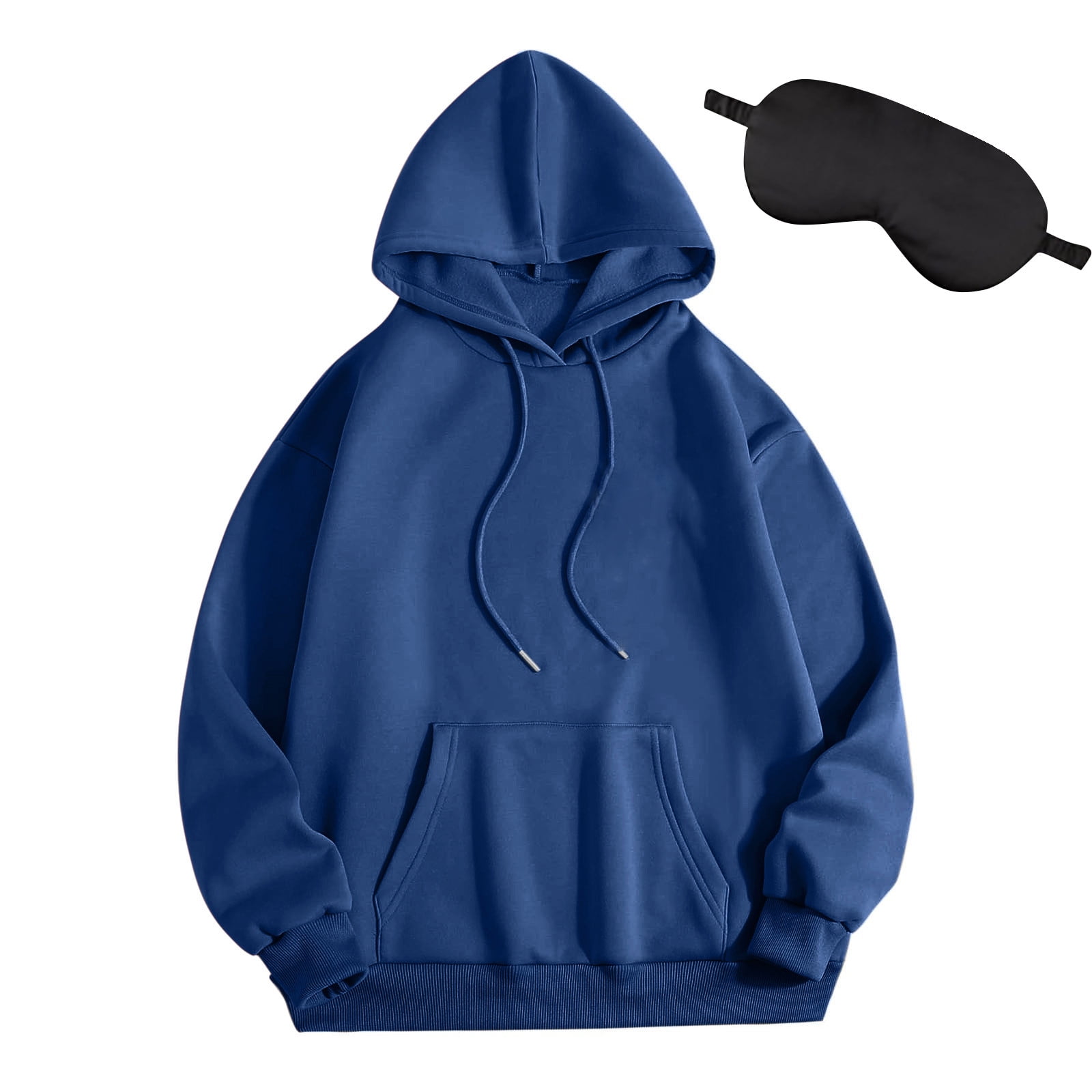 Womens Oversize Pullover Hoodies Long Sleeve Casual Solid Color Drawstring Hooded Sweatshirt with Pocket