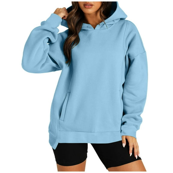 HAiming Womens Oversized Hoodies Solid Color Long Sleeve Pullover Tops 2025 Fall Casual Loose Sweatshirts with Pocket