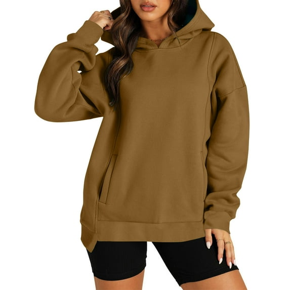 HAiming Womens Oversized Hoodies Solid Color Long Sleeve Pullover Tops 2025 Fall Casual Loose Sweatshirts with Pocket