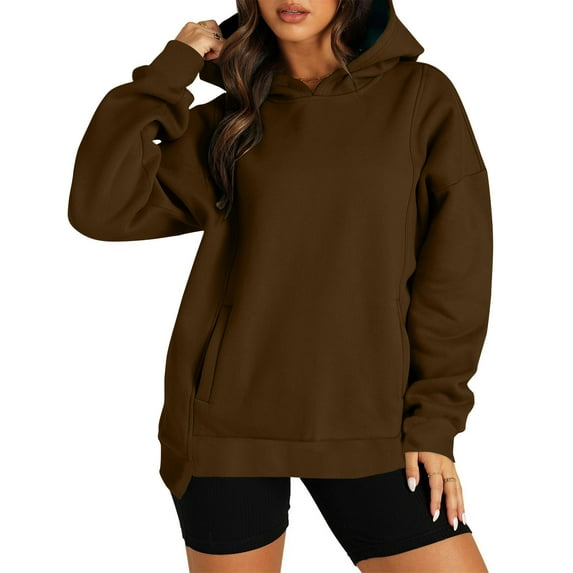 HAiming Womens Oversized Hoodies Solid Color Long Sleeve Pullover Tops 2025 Fall Casual Loose Sweatshirts with Pocket