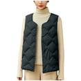 thumbnail image 1 of HAiming Womens Padded Vest Sleeveless Round Neck Snap Button Solid Color Quilted Coat Trendy Clothes, 1 of 6