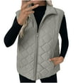 thumbnail image 1 of HAiming Womens Padded Vest with Pockets Zip up Stand Collar Solid Color Quilted Jacket Winter Warm Outerwear, 1 of 9