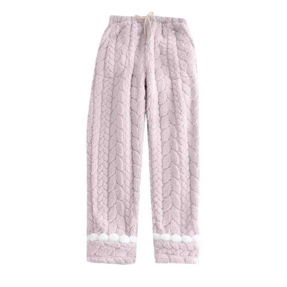 HAiming Womens Pajama Pants Winter Fuzzy Fleece Lounge Pants Warm Pjs Bottoms Casual Elastic Waist Comfy Home Trousers