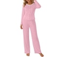 thumbnail image 1 of HAiming Womens Pajama Sets 2 Piece Outfits Long Sleeve Polka Dot Cute Shirts Wide Leg Pants Loungewear Casual Sleepwear, 1 of 8
