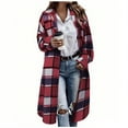 thumbnail image 1 of HAiming Womens Plaid Long Shirt Jacket Fleece Casual Lapel Collar Button down Coats Fall Winter Fashion Outerwear, 1 of 3