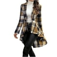 thumbnail image 1 of HAiming Womens Plaid Peplum Hem Shacket Jacket Button Open Front Lapel Long Sleeve Trench Coat Trendy Clothes, 1 of 9