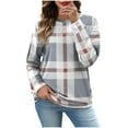 thumbnail image 1 of HAiming Womens Plaid Tops Casual Long Sleeve Crew Neck Drop the Shoulder Pullover Shirt Going out Blouse, 1 of 7
