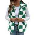 thumbnail image 1 of HAiming Womens Plaid Vest Fleece Full Zip Sleeveless Lapel Collar Jacket Coat Fall Winter Clothes with Pockets, 1 of 7
