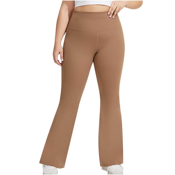 HAiming Womens Plus Size Falre Yoga Pants High Waisted Stretchy Running Legging Solid Gym Workout Athletic Trouser