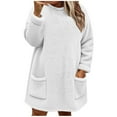 thumbnail image 1 of HAiming Womens Plus Size Fleece Tops Casual Loose Fuzzy Long Sleeve Crew Neck Soft Comfy Warm Fall Winter Clothes, 1 of 3
