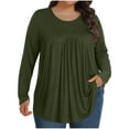 thumbnail image 1 of HAiming Womens Plus Size Long Sleeve Shirt Dressy Casual Round Neck Pullover Solid Color Pullover Tops Going out Clothing, 1 of 6