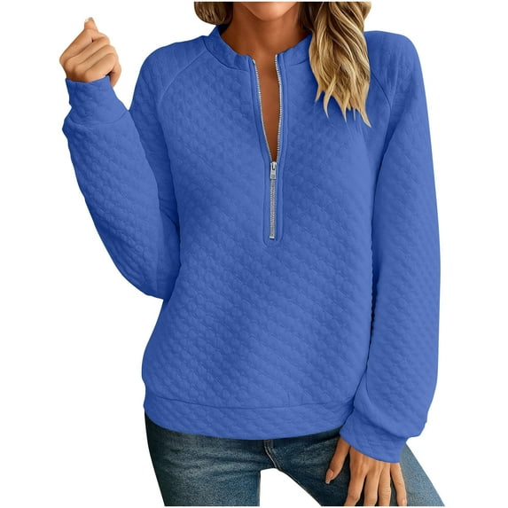 HAiming Womens Plus Size Sweatshirt Half Zip Casual Long Sleeve Crew Neck Pullover Loose Solid Color Tops
