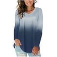 thumbnail image 1 of HAiming Womens Plus Size Tunic Tops Gradient Color Long Sleeve V Neck Pullover Shirts Casual Loose Basic Blouse, 1 of 6