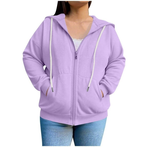 HAiming Womens Plus Size Zip up Hoodies Casual Long Sleeve Hooded Sweatshirt with Pockets Fashion Solid Color Outwear