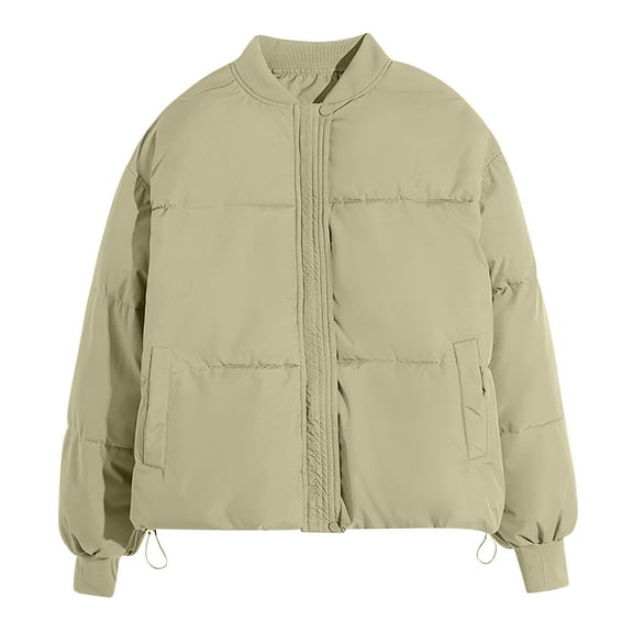 HAiming Womens Puffer Jacket Winter Packable down Long Sleeve Cropped Coats Casual Padded Warm Outerwear with Pocket