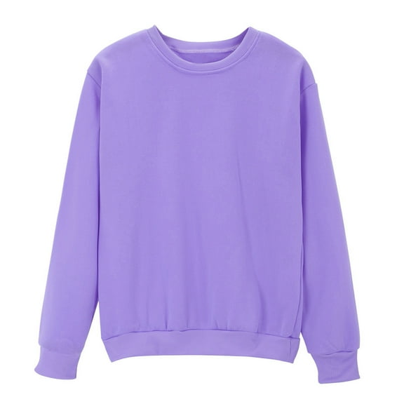 HAiming Womens Pullover Solid Color Sweatshirt Casual Long Sleeve Crewneck Loose Soft Basic Tops Trendy Clothes