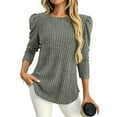 thumbnail image 1 of HAiming Womens Pullover Tunic Tops Casual Long Puff Sleeve Crewneck Lightweight Solid Color Loose Ribbed Clothes, 1 of 7