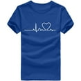 thumbnail image 1 of HAiming Womens Short Sleeve Shirts Summer Round Neck Loose Tops Plus Size Casual Heart Printed Cute Basic Tee Blouse, 1 of 1
