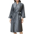 thumbnail image 1 of HAiming Womens Silk Satin Robes Fall Winter Thin Soft Comfortbale Casual Mid Length Bathrobes Loungewear with Pockets, 1 of 2