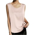 thumbnail image 1 of HAiming Womens Silk Satin Tank Tops Summer Round Neck Sleeveless Camisole Plus Size Casual Solid Color Vest Shirt, 1 of 4