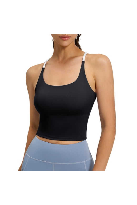 Womens Sports Bra Tank Tops Racerback Crop Cami Spaghetti Strap Camisole for Hiking Running
