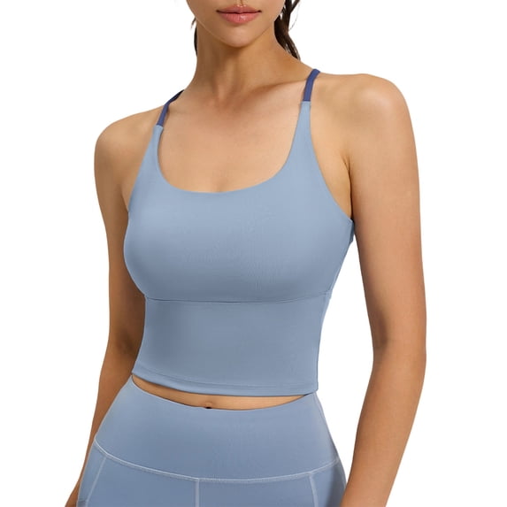 HAiming Womens Sports Bra Tank Tops Racerback Crop Cami Spaghetti Strap Camisole for Hiking Running