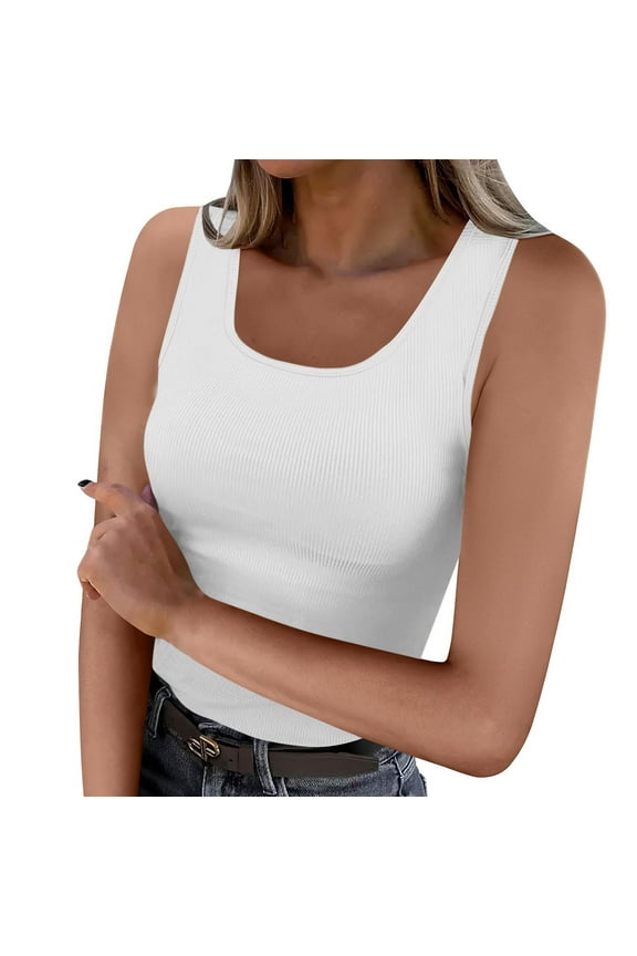 Womens Square Neck Tank Top Solid Color Sleeveless Knit Ribbed Basic Shirts Summer Casual Vest Blouse